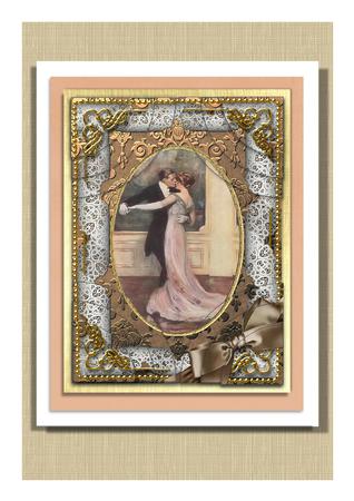 Dancing Couple 7x5inch All 4 Corner Stacker Card Front by Frances Dent