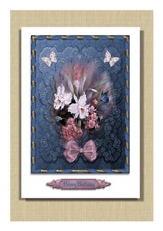 Floral, Butterflies and Blue Lace with Flower Shape Pyramage by Frances Dent