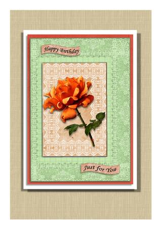 Golden Rose on Lace with Tag by Frances Dent