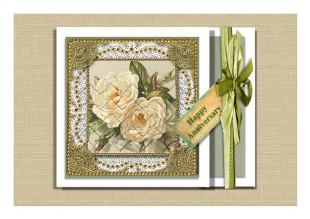 White Roses Gold 5inch Zig Zag Bottom Stacker by Frances Dent
