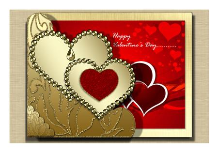 Two Jeweled Hearts Large Scalloped Corner Stacker by Frances Dent