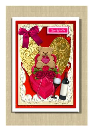 Little Teddy with Hearts & Roses by Frances Dent