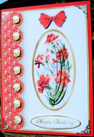Red Carnation A5 Pyramid Card Front by Frances Dent