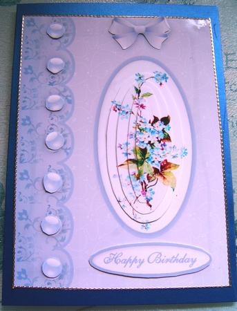 Forget Me Nots A5 Pyramid Card Front by Frances Dent