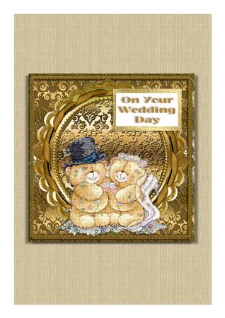 Gold Damask Square Fold Round Scallop Card by Frances Dent