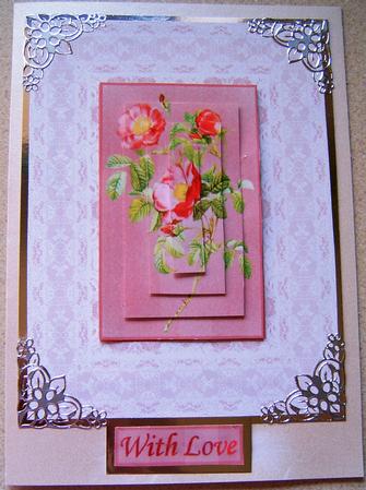 Rose of Love and Lace Card Front with Pyramid by Frances Dent