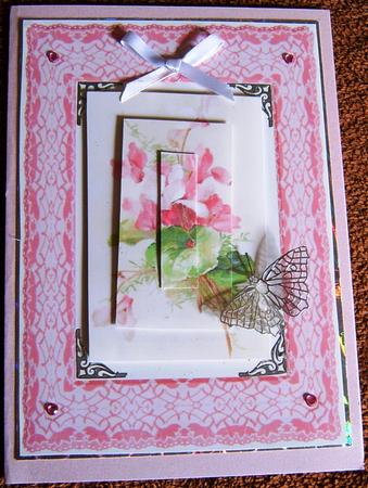 Pink Flowers Card Front by Frances Dent