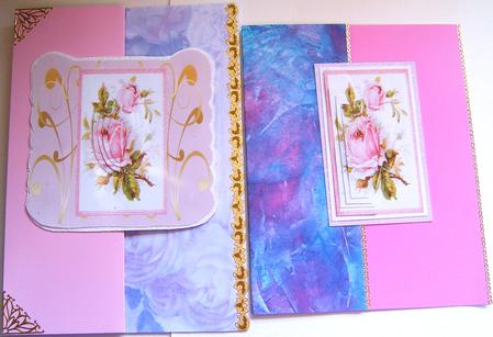 Gold Scrolls with Pink Rose by Frances Dent