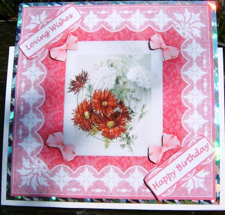 Beautiful Blooms 'n Lace Pyramid Square Card Front by Frances Dent
