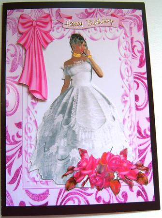 Elegant Lady in White Gown with Roses by Frances Dent