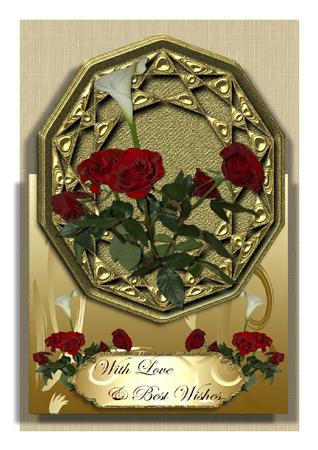 Roses & Calla on Embossed Frame Over the Edge Card by Frances Dent