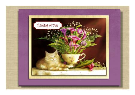 Cat with Bouquet by Frances Dent