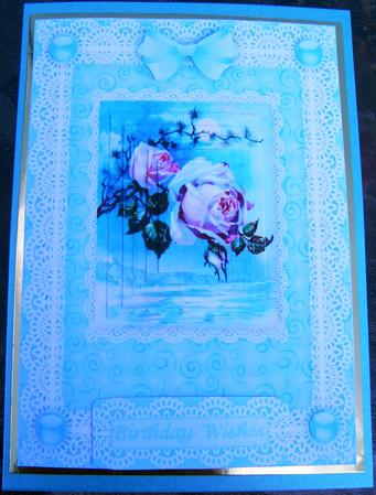 Moonlight and Roses 'n Lace Pyramid Card Front by Frances Dent