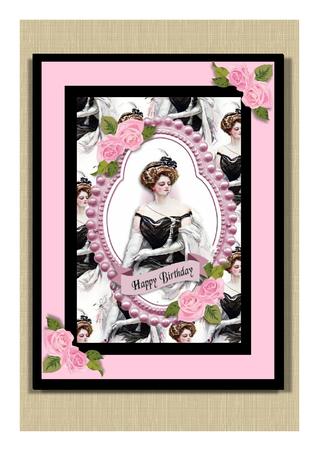 Elegant Lady with Pink Roses by Frances Dent