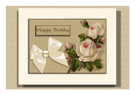 Cream Roses Quick Card by Frances Dent