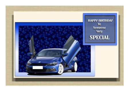 Blue Sports Car Decoupage by Frances Dent