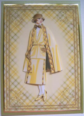 Lady in Yellow and Brown Card Front by Frances Dent