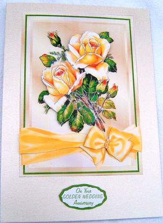 Golden Satin and Roses - Card Front by Frances Dent
