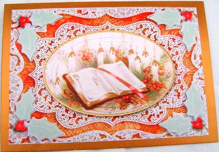 Christmas Glory Book A5 Oval Lace Card Front Step by Step by Frances Dent