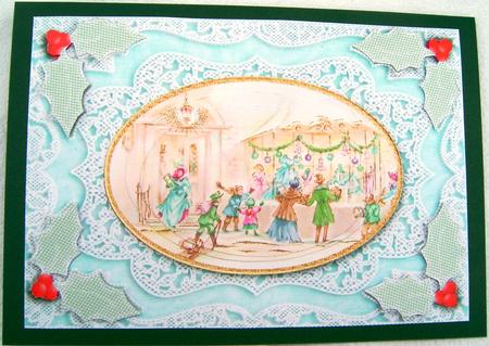 Christmas Shop Window A5 Lace Card Front Step by Step by Frances Dent