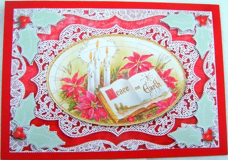 Christmas Peace on Earth Book A5 Lace Card Front by Frances Dent