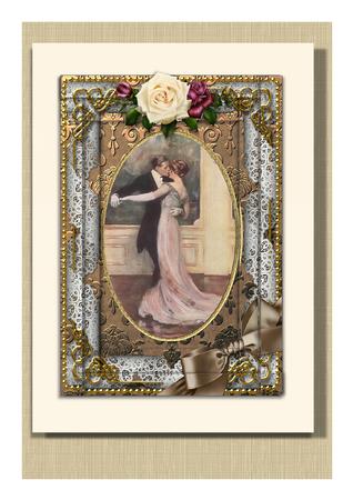 Strictly Dancing Couple 7x5in Spiral Edge Stacker by Frances Dent