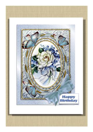 White Rose Butterflies Scallop Bottom 7x5inch Stacker by Frances Dent