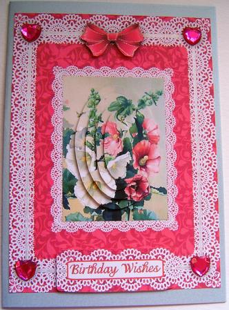 'trumpets' 'n Lace Pyramid Card Front by Frances Dent