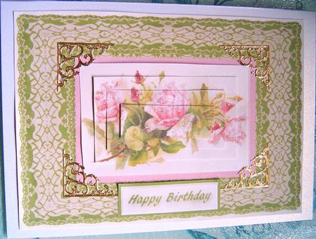 Pink Roses Card Front by Frances Dent