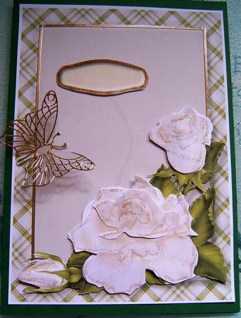 Cream Roses Card Front by Frances Dent