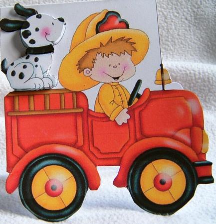Quick Card - Little Boy in Firetruck by Frances Dent