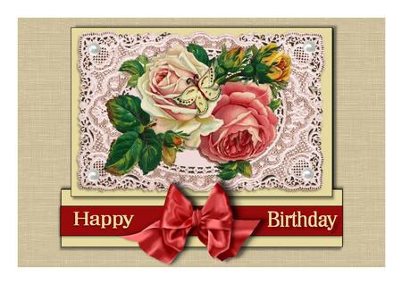 Roses on Vintage Lace with Pearls by Frances Dent