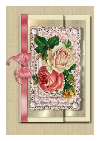 Beautiful Red Roses on Antique Lace, Pyramids by Frances Dent
