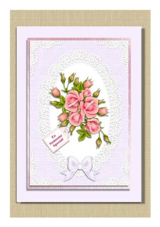 A4 Pearls and Lace Card Front by Frances Dent