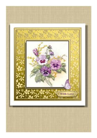 8 x 8 Metallic Flowers Plain Card Base by Frances Dent