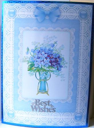 Violets 'n Lace A4 Card Front by Frances Dent
