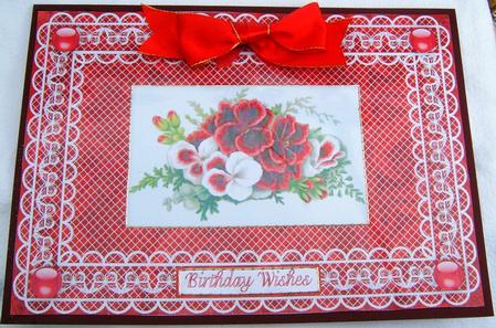 Pansies 'n Lace A4 Card Front by Frances Dent