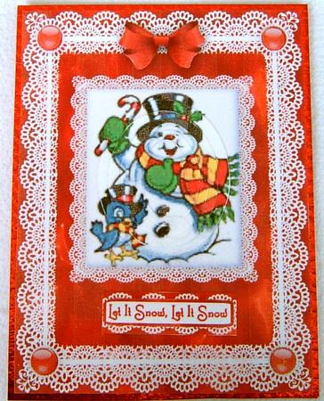 Christmas Friends 'n Lace A5 Pyramid Card Front by Frances Dent