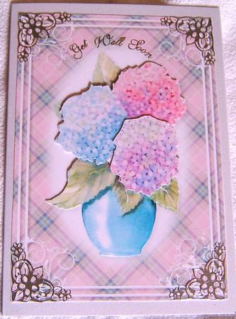 Vase of Hydrangeas Card Front by Frances Dent