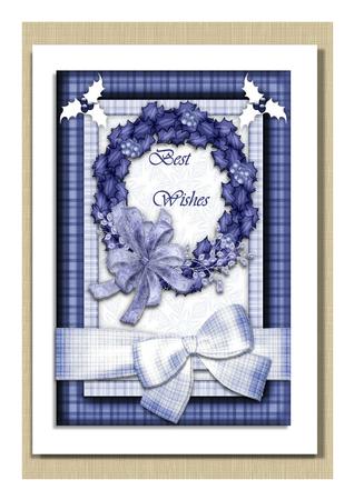 A Christmas Wreath A4 Card Front in Blue by Frances Dent