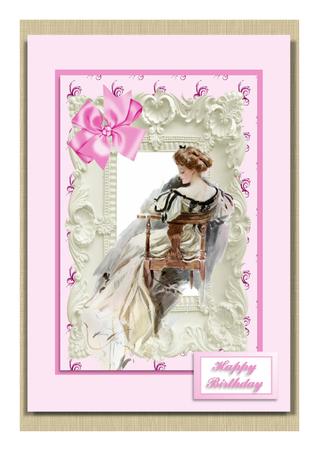 Elegant Vintage Lady Sitting in a Chair, A4 Topper by Frances Dent