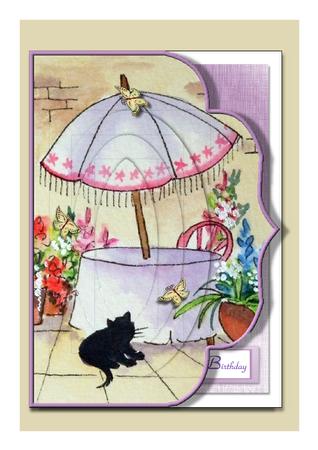Parasol and Cat by Frances Dent