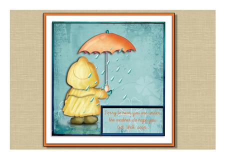 Raindrops 6x6 Card Front with Decoupage by Frances Dent