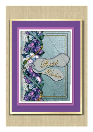 Best Wishes Blue Roses 7x5inch Triangle Duo Corner Stacker by Frances Dent