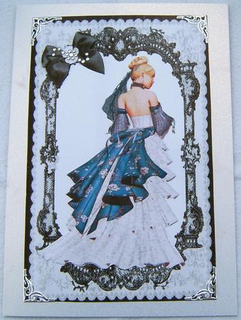 Elegant Lady in Gown Wth Ribbon Posies by Frances Dent