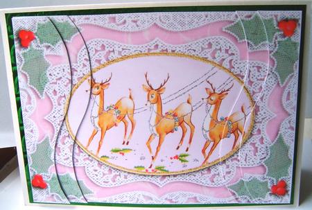 3 Reindeers Lace Swirvey Side Stacker by Frances Dent