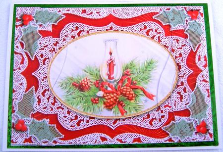 Christmas Candle Lace Swirvey Side Stacker by Frances Dent