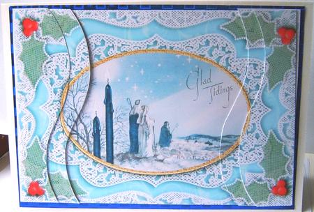 Glad Tidings Lace Swirvey Side Stacker by Frances Dent