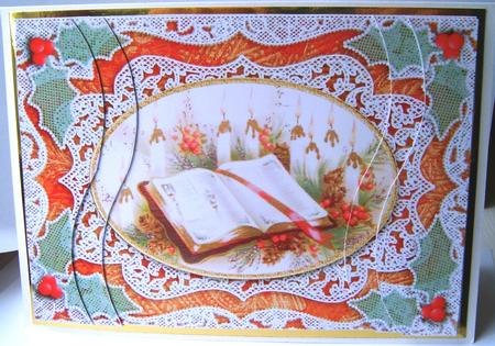Christmas Glory Book Lace Swirvey Side Stacker by Frances Dent