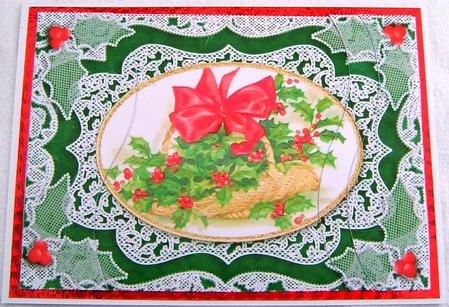 Christmas Holly Basket Swirvey Side Stacker by Frances Dent